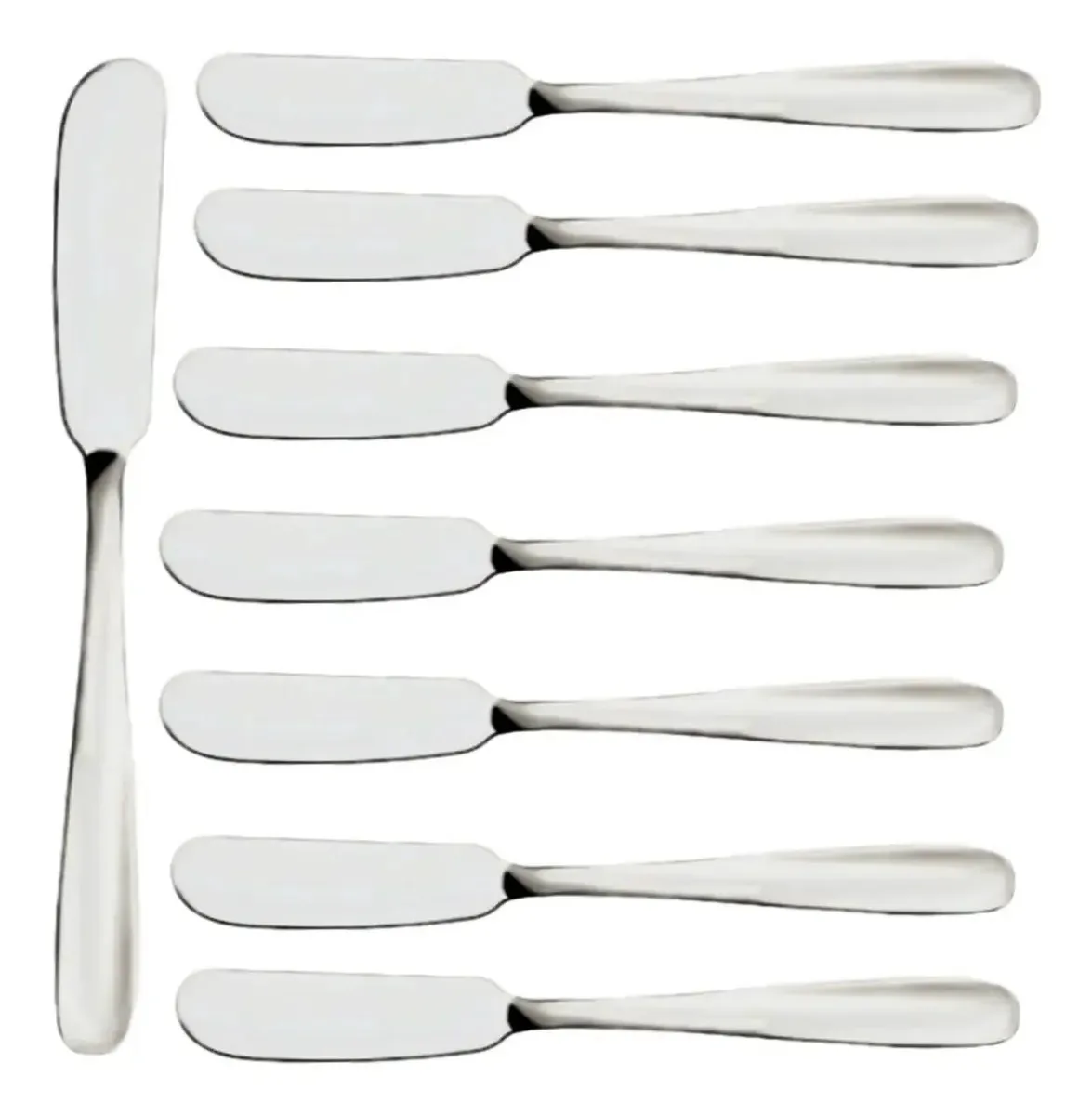 Kit 6 Espátula Manteiga 6 Colher Café Inox Inox Polido