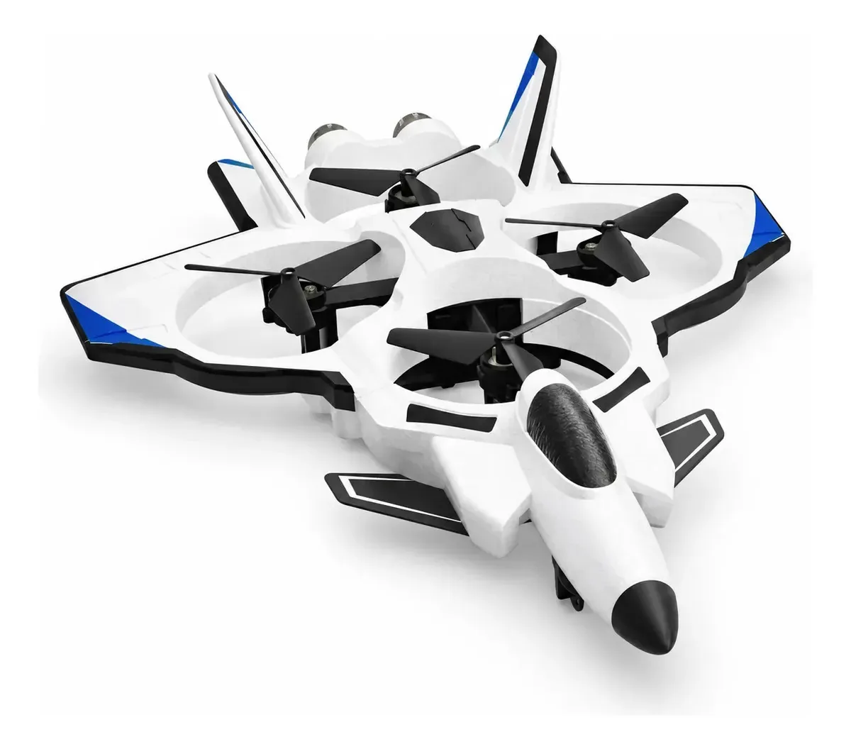Jato De Combate Rc 4 Canais Voos 360 Graus Com Controle Branco