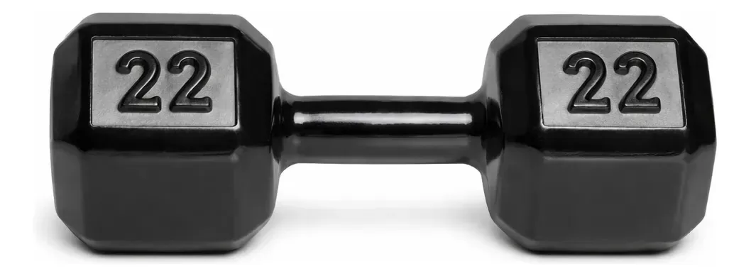 Halter Sextavado 22kg Emborrachado Fitness para Musculação