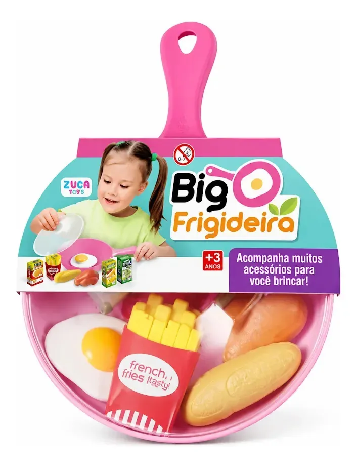 Kit Cozinha Brinquedo C/ Acessórios Frigideira Infantil Rosa