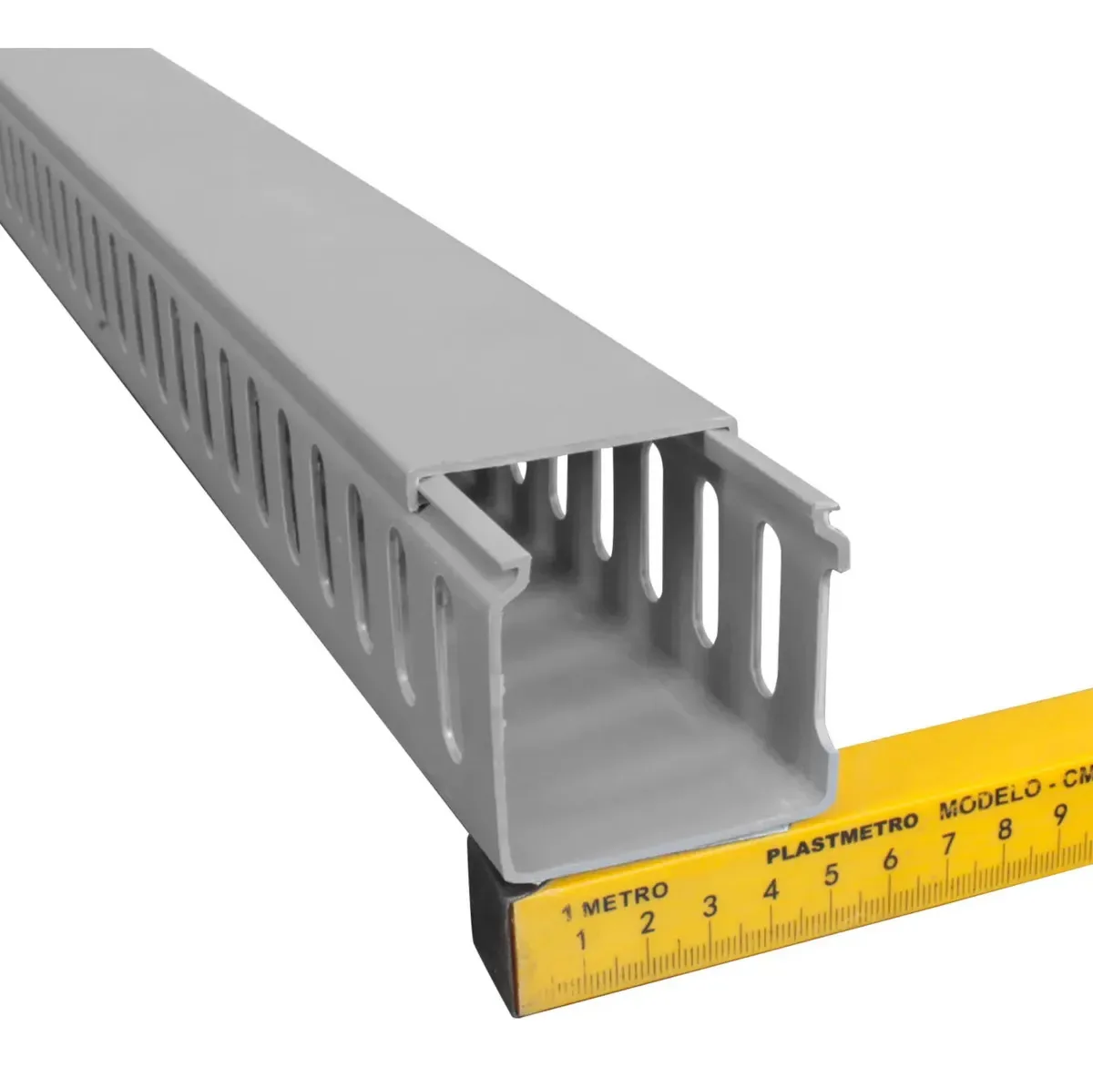 Canaleta PVC Semiaberta 50x50mm HellermannTyton Cinza para Cabos