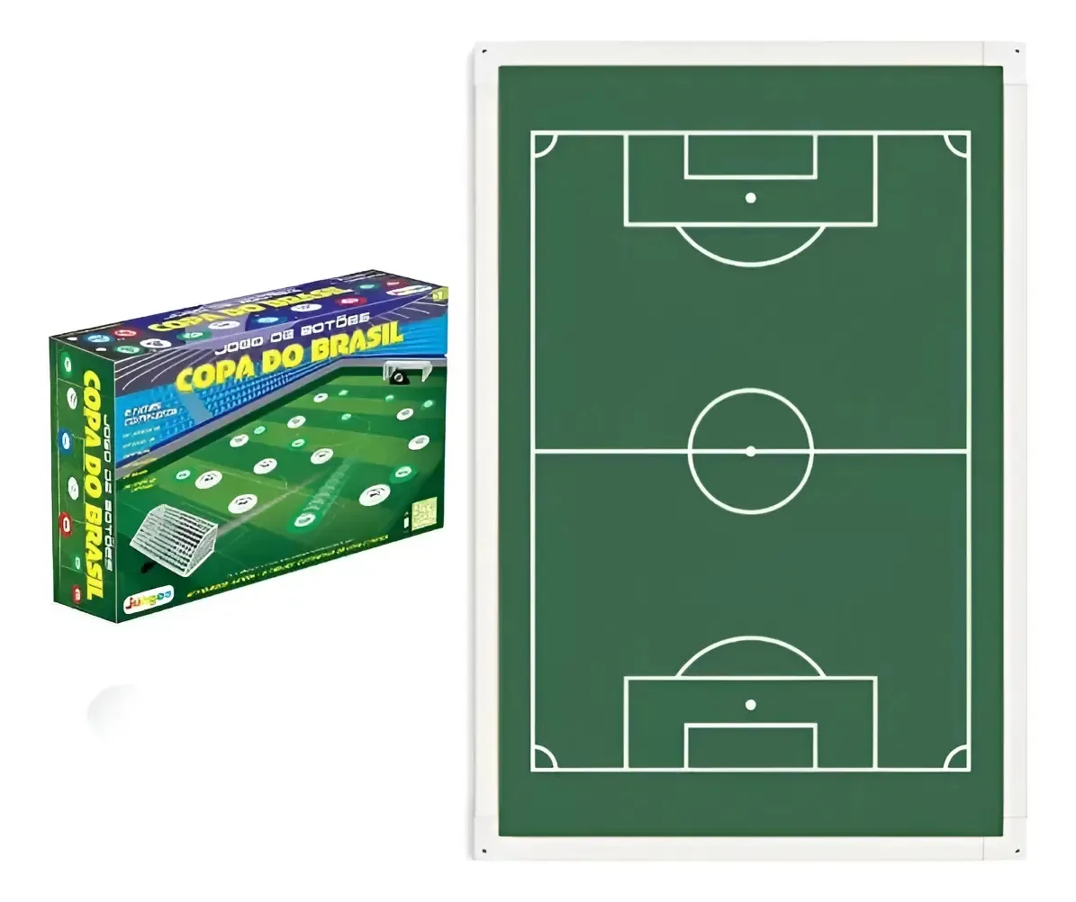 Kit Mesa Campo Futebol + Jogo De Botão 2 Times Copa Brasil Madeira