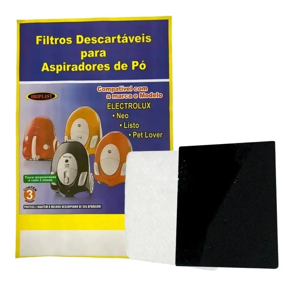 3 Sacos Para Aspirador De Pó Electrolux Neo + Filtros Motor