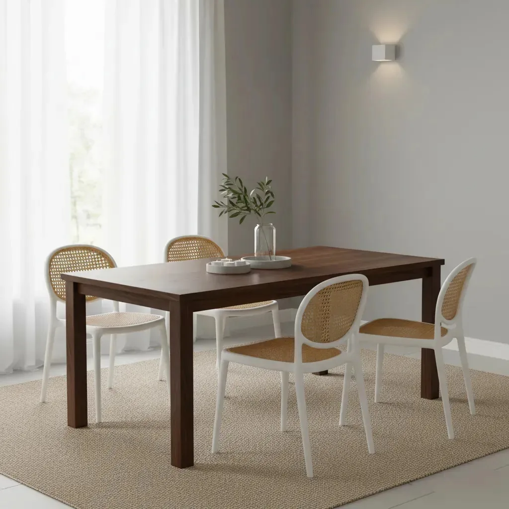 4 Unid Cadeiras Palha Artificial Design Moderno Rattan Dubai Palha Artificial Branco Nude