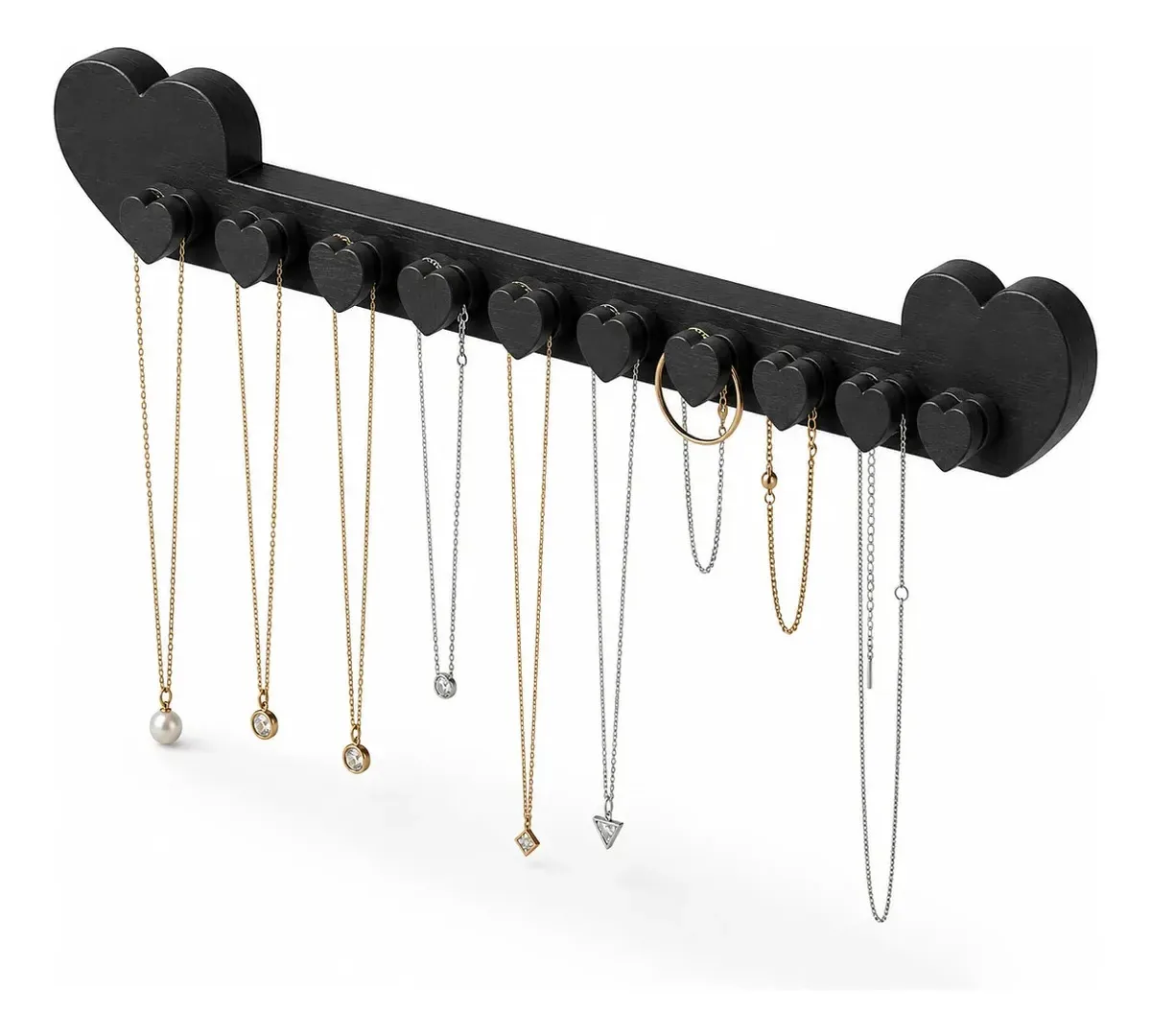 Organizador De Joias E Bijuterias Colar Anel Pulseira Preto