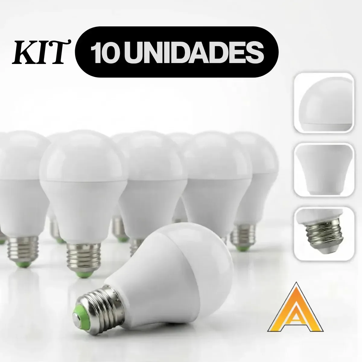 Kit 10 Lampadas Led 12w Branco Frio Bivolt E27 Potente Iluminação Residencial Comercial Atacado