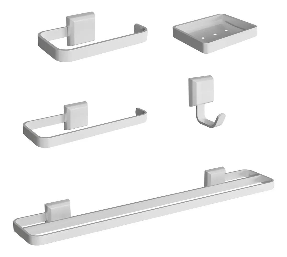 Kit De Acessórios Para Banhos Banheiros Luxo 5 Pçs Cor Branco
