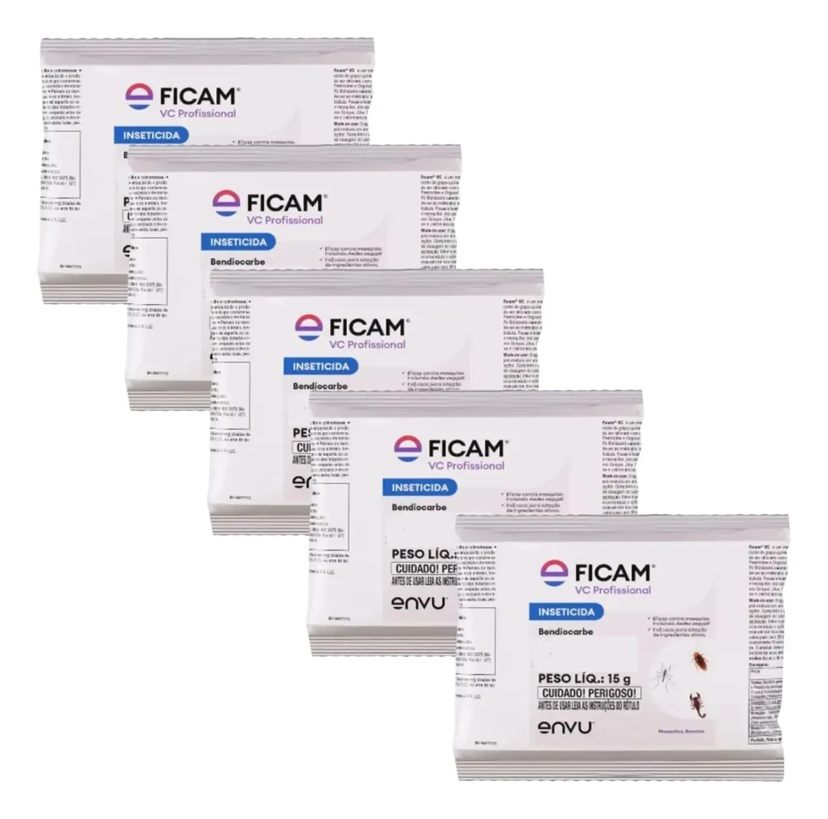 Kit 5 Ficam 15g Contra Escorpião, Barata, Pulgas E Insetos