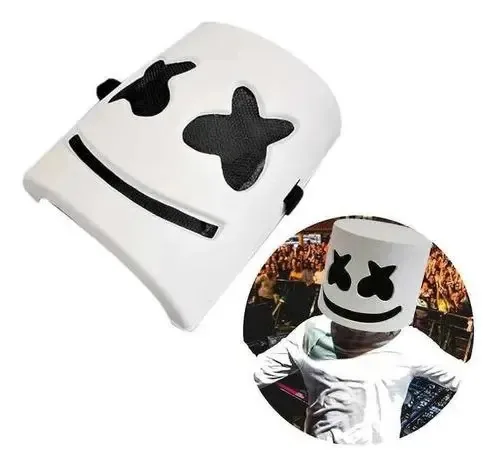 Máscara Dj Marshmello Festa Cosplay Fantasia Acessório Branco Marshmello