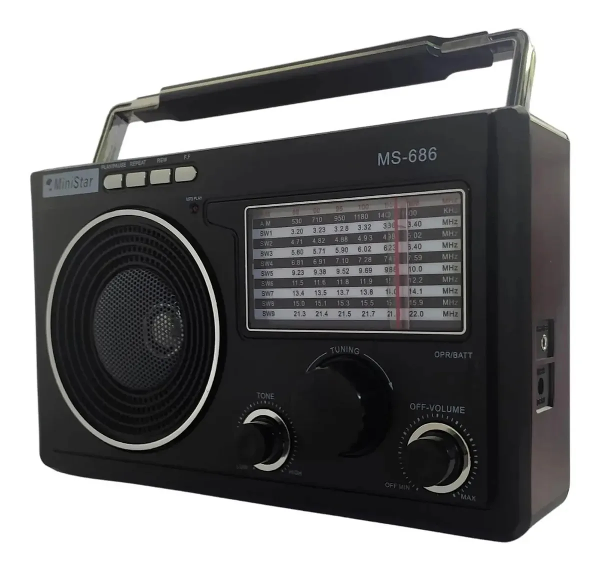 Rádio Livstar Rádio Retrô Portátil Retrô analógico portátil cor preto