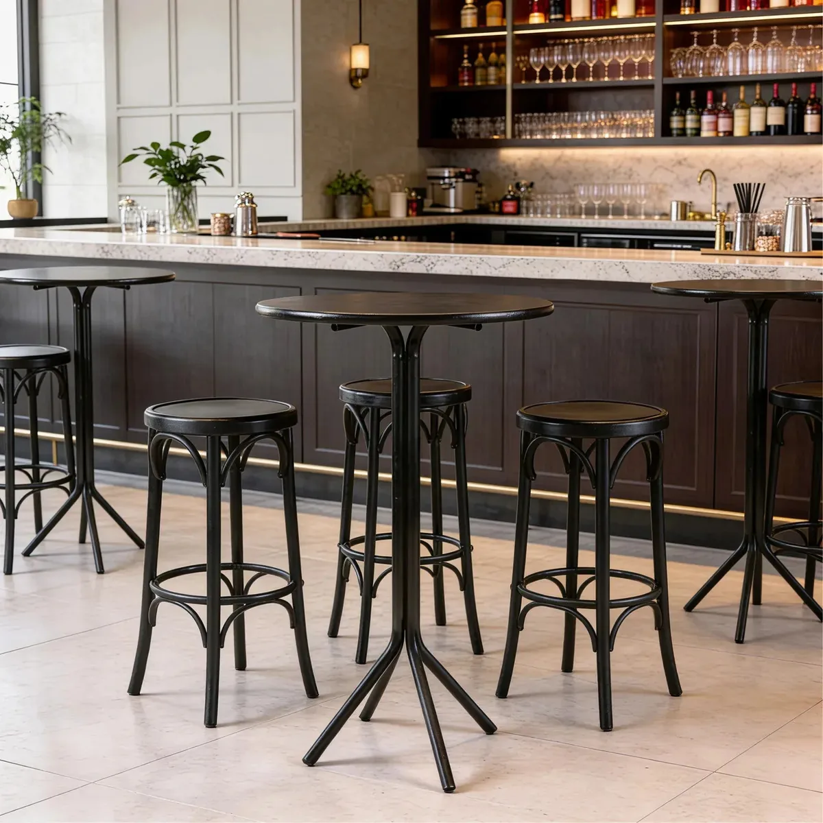 Kit 3 Mesas Bistrô para Bar Cozinha e Área Gourmet Cor Preto - Blue Moby