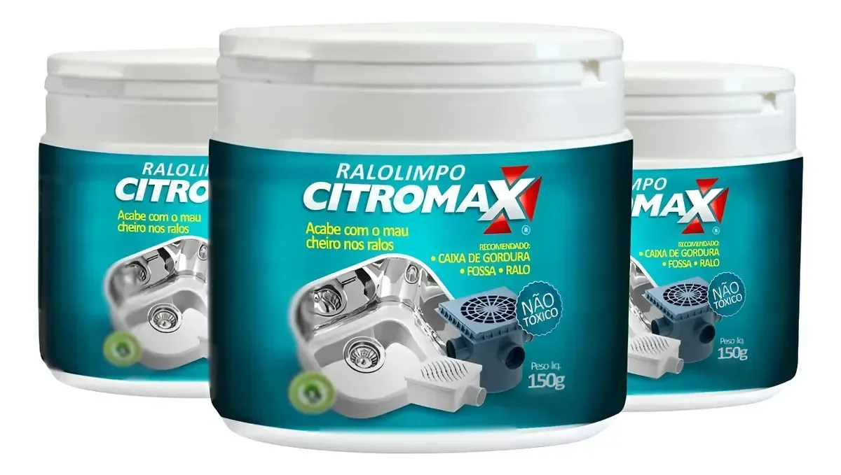3 Ralo Limpo Citromax 150g Ralos, Fossas E Caixa Gordura