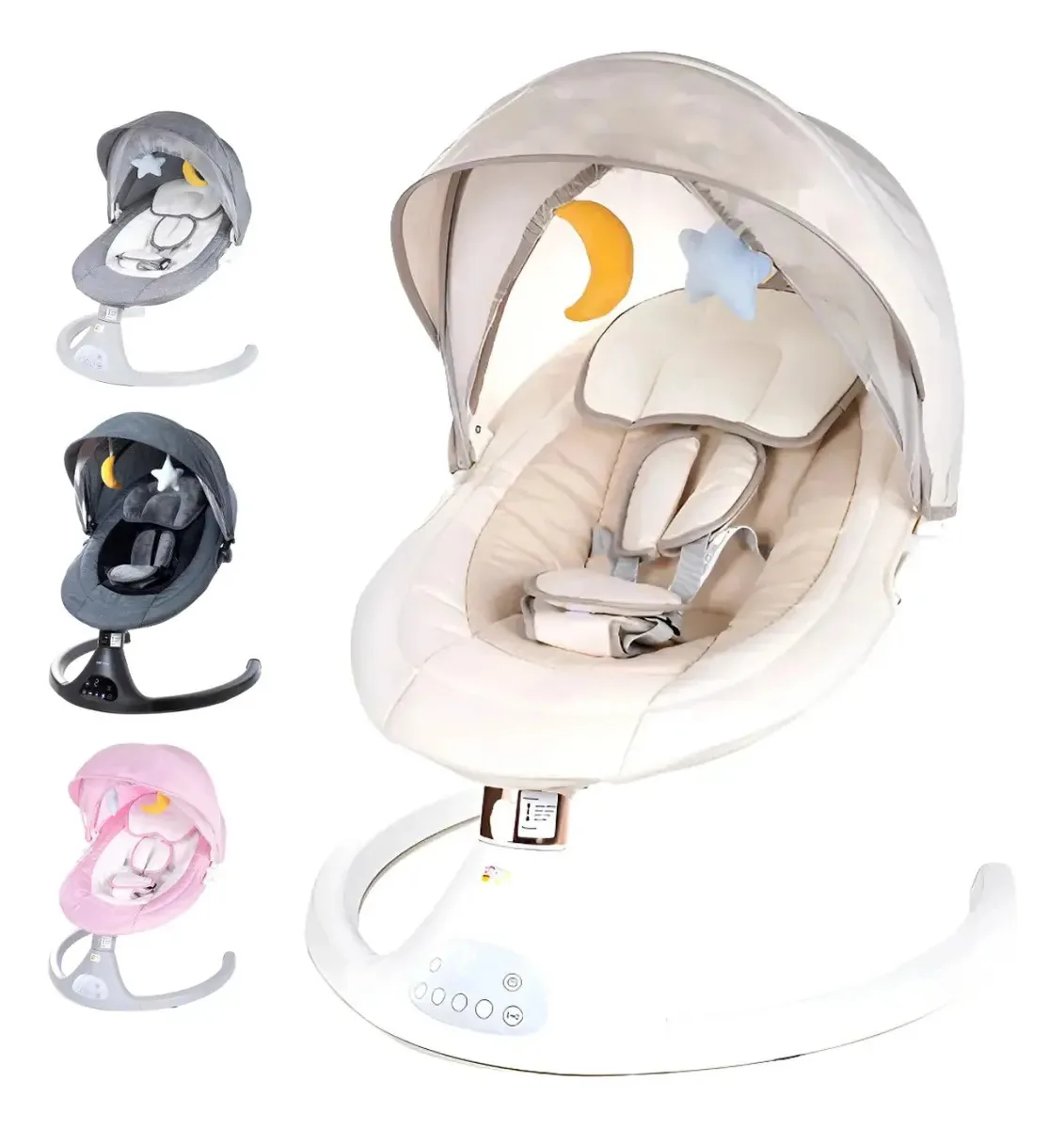 Cadeira De Descanso E Balanço Bebê Musical Automático Cor Branco