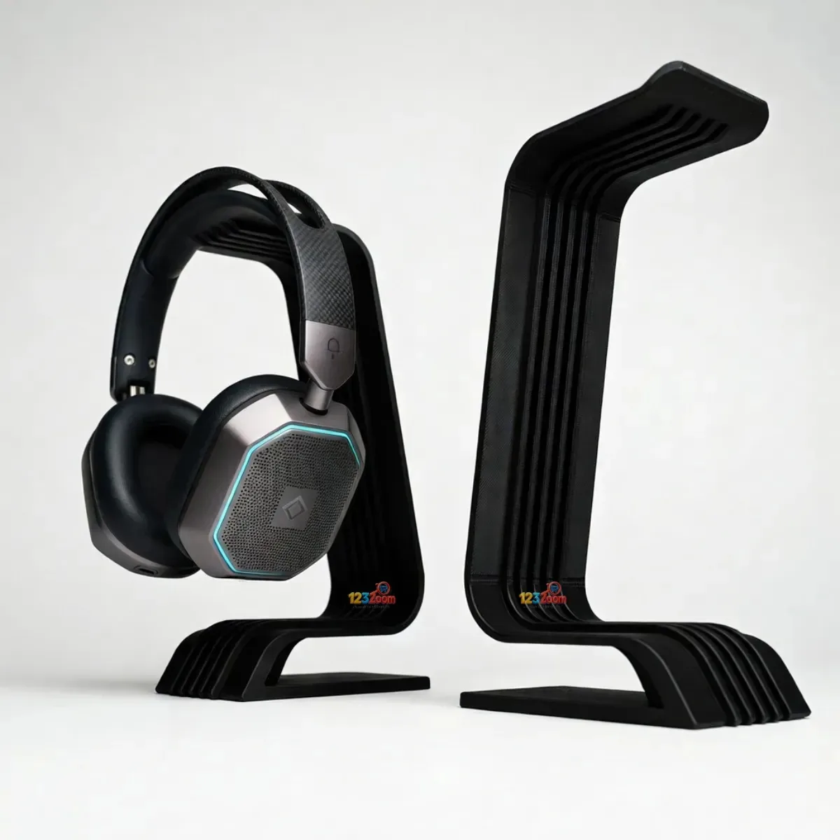 Suporte De Mesa Para Headset Gamer Fone De Ouvido 123 Zoom Preto Resistente Moderno Designer Premium