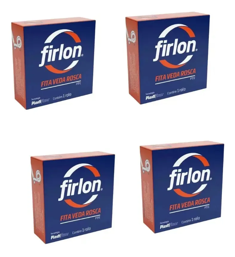 Kit 4 Fita Veda Rosca 18mm X 50 Metros Firlon Branco