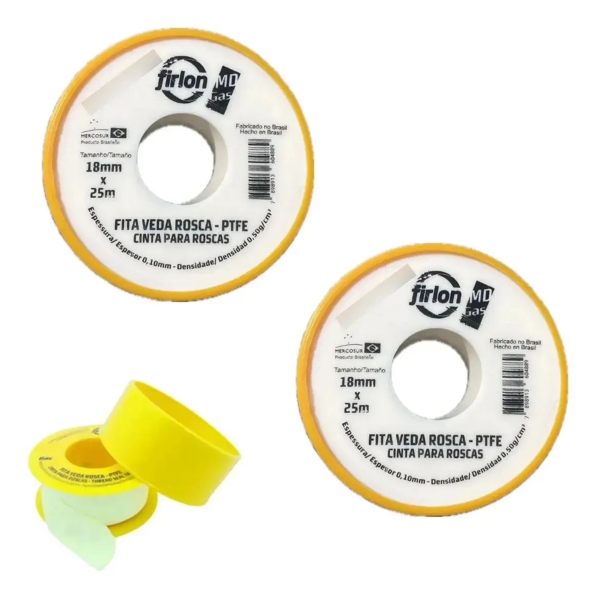 Kit 2 Fita Veda Rosca Md Gás Firlon 18mm X 25m P T F E