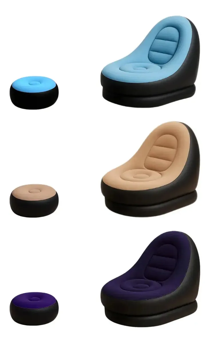 Sofa Puff Poltrona Inflável Para Camping Piscina Casa Cor Bege