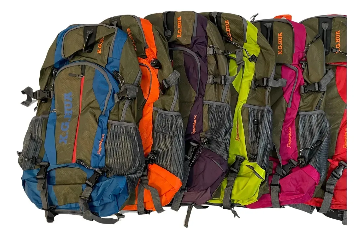 Mochila De Viagem Montanhismo 60x35x25cm Em Nylon 7 Cores Cor Azul