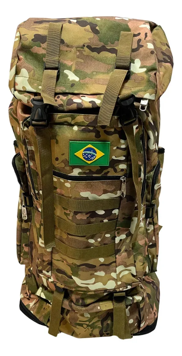 Mochila Esportiva Camuflada de Nylon para Montanhismo Verde
