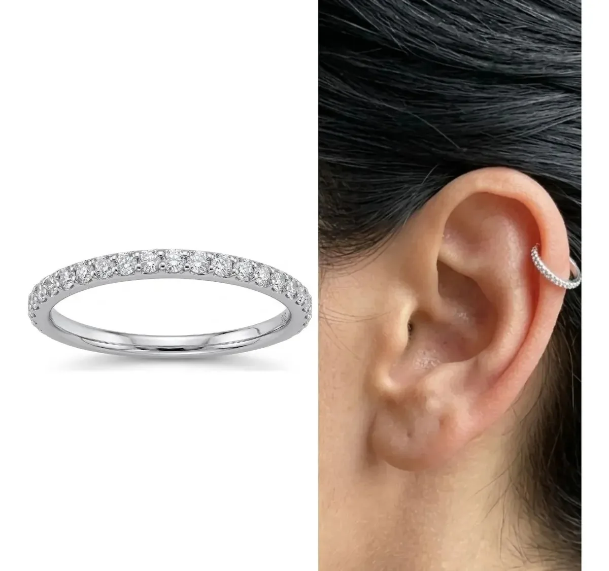 Piercing De Argola Click Segmentado Cravejado Cor 10mm
