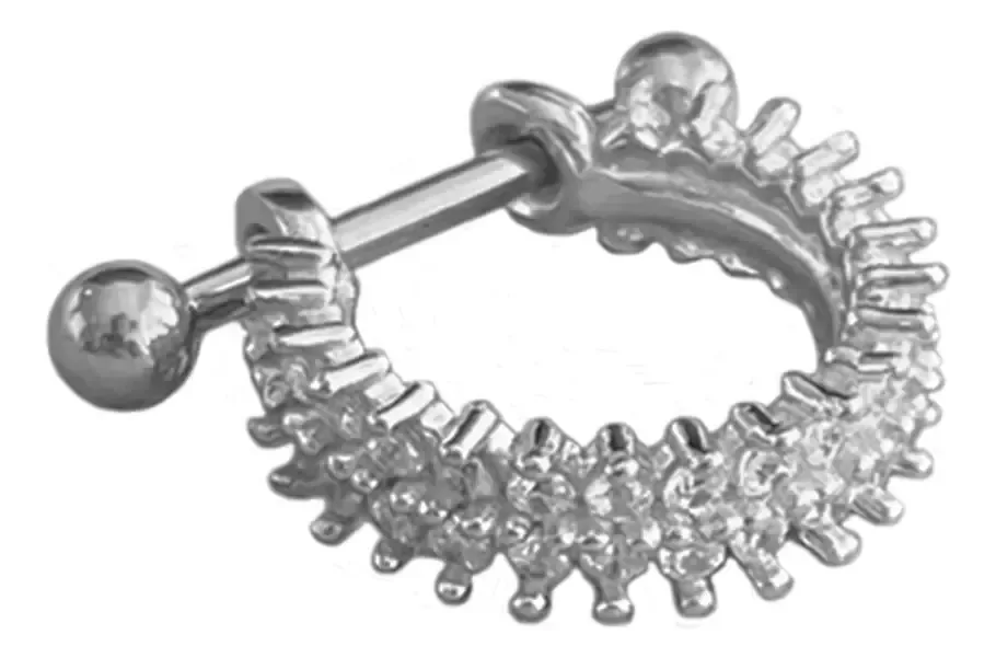 Piercing Conch 2 Fileiras Cravejadas Folheado Prateada Prateado