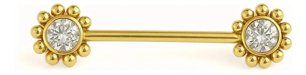 Kit 2 Piercings Mamilo Indiano Dourado Titânio Dourado