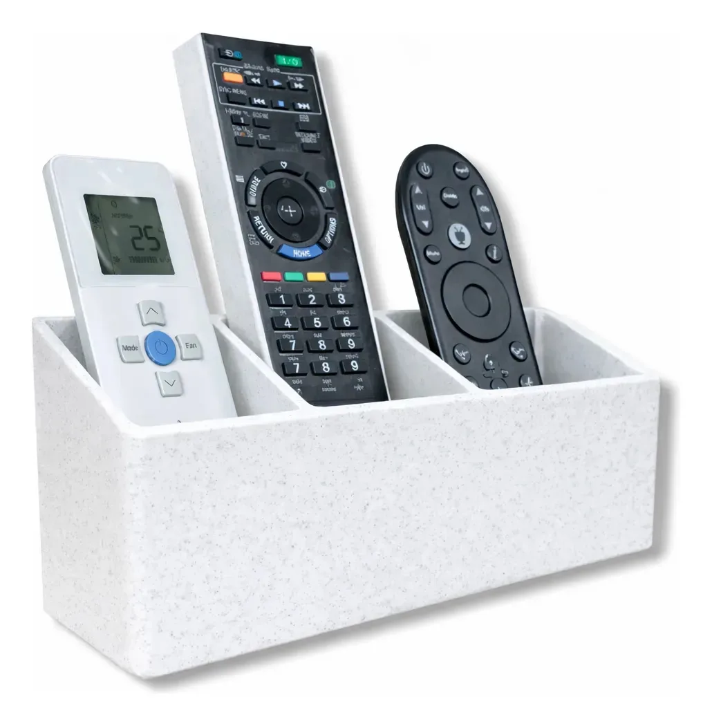 Organizador De Controles Remotos Ar Tv 3 Divisórias Branco