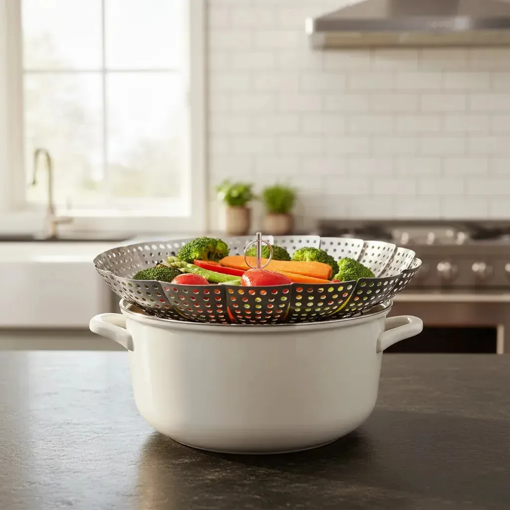 Cesto Cozimento A Vapor Inox Cozinhar Legumes Verduras Fruta