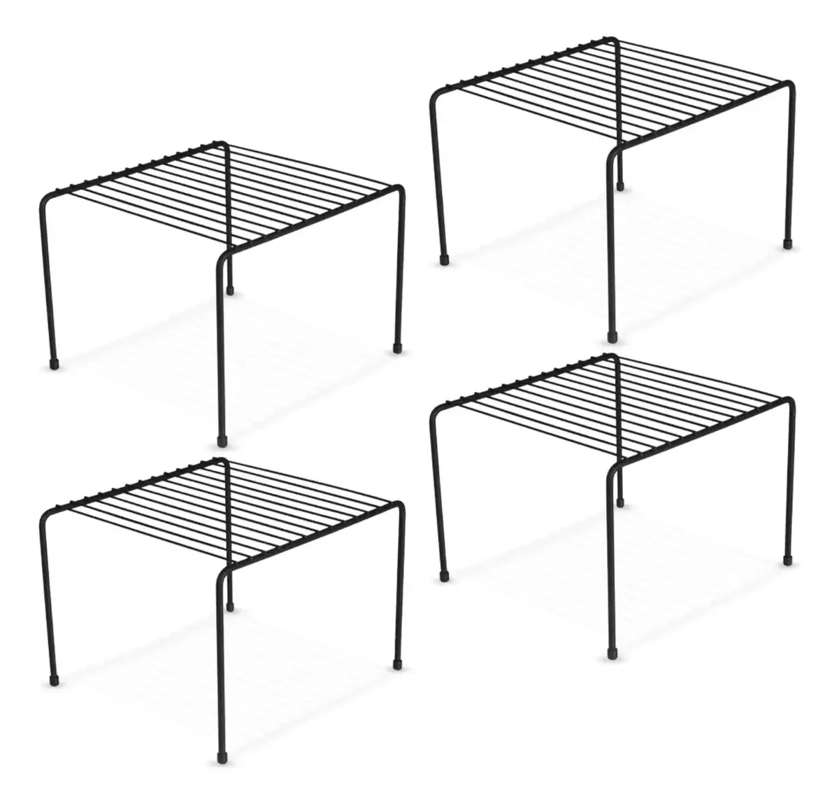 Kit 4 Unidades Organizadores Prateleira Armário 22cm Cozinha Cor Preto