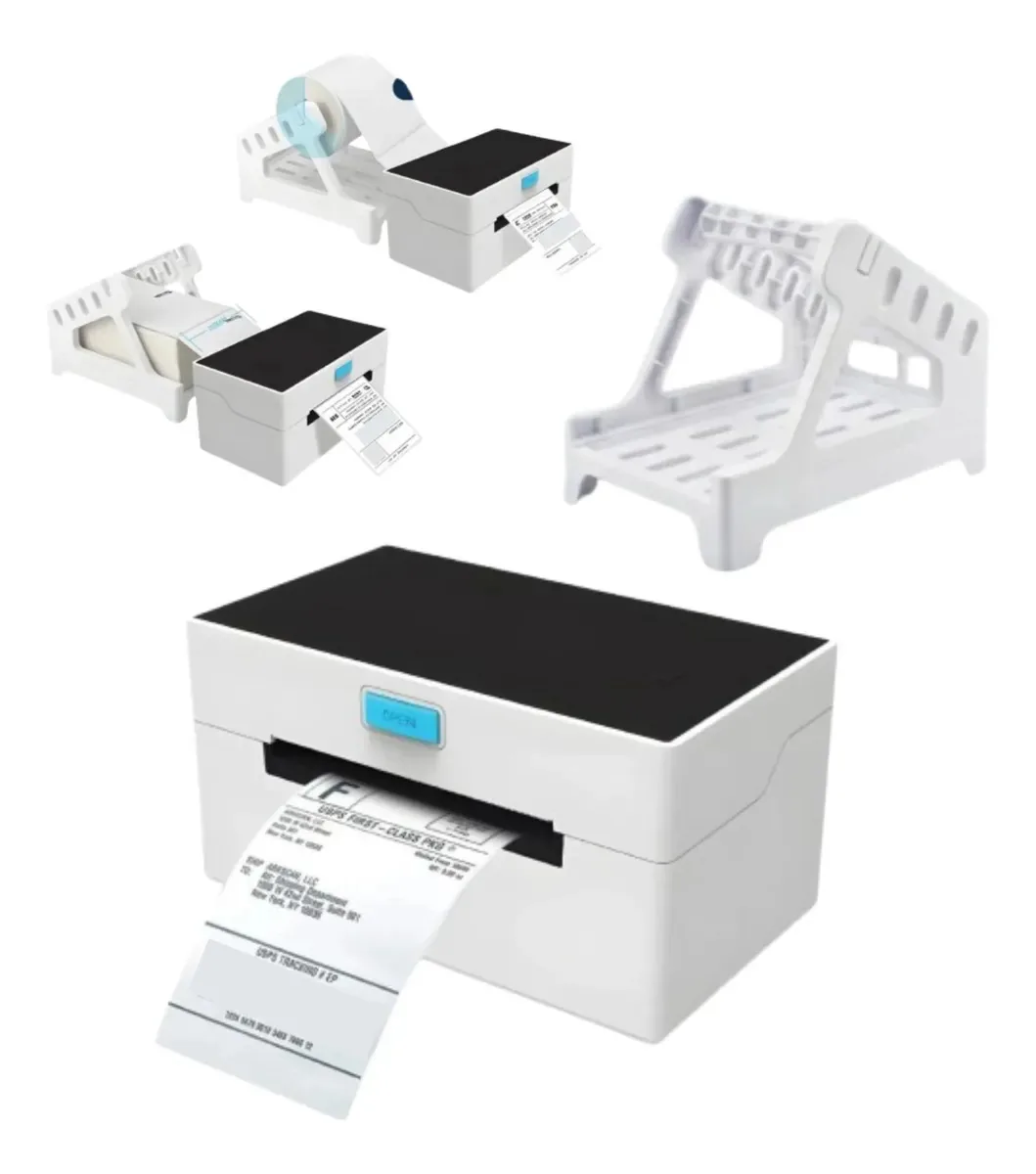 Impressora Termica + Suporte Etiqueta Autoadesiva Bluetooth Branco