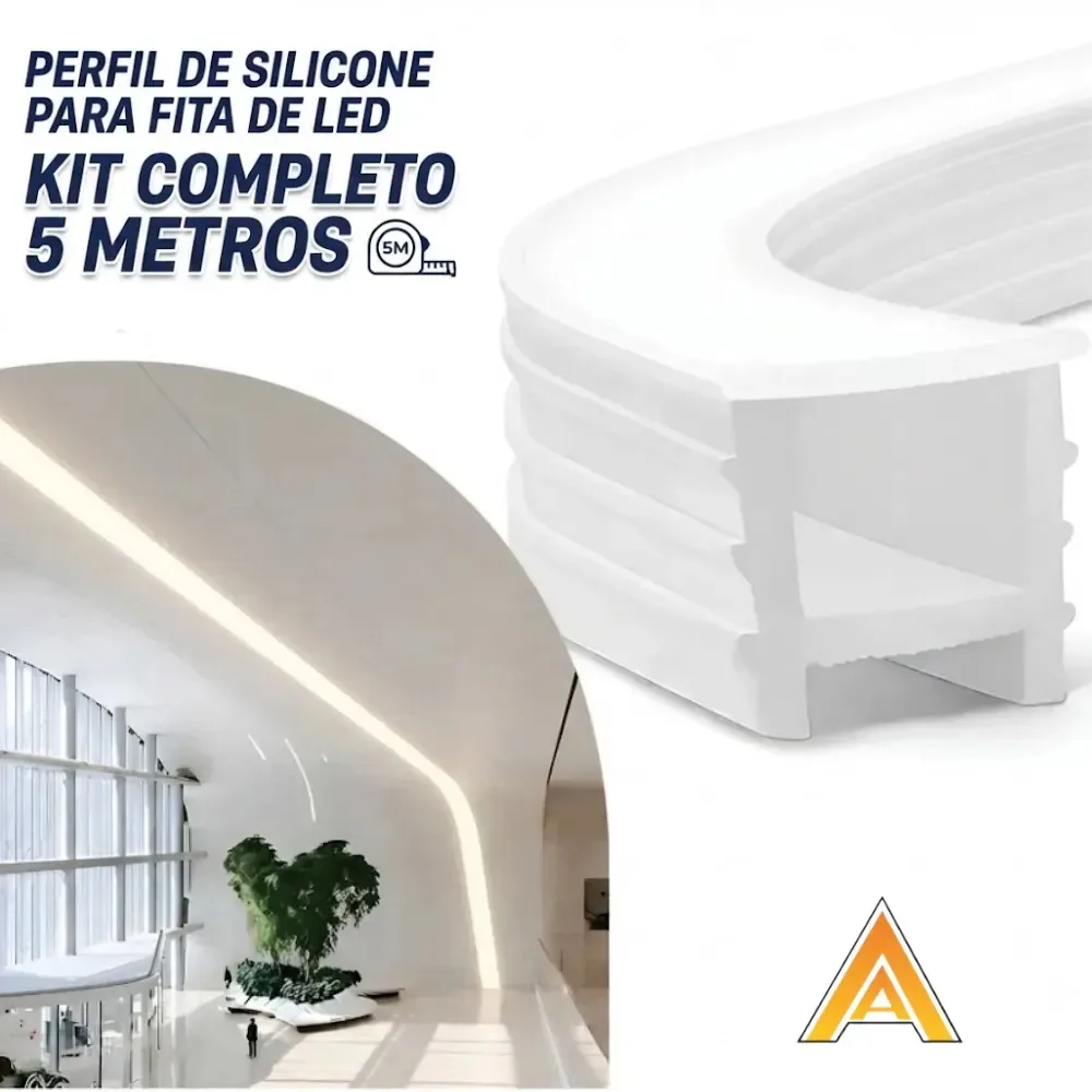Perfil 5 metros Embutir 10x15 Flexível Silicone Para Fita Led Iluminação Residencial A Prova D'agua