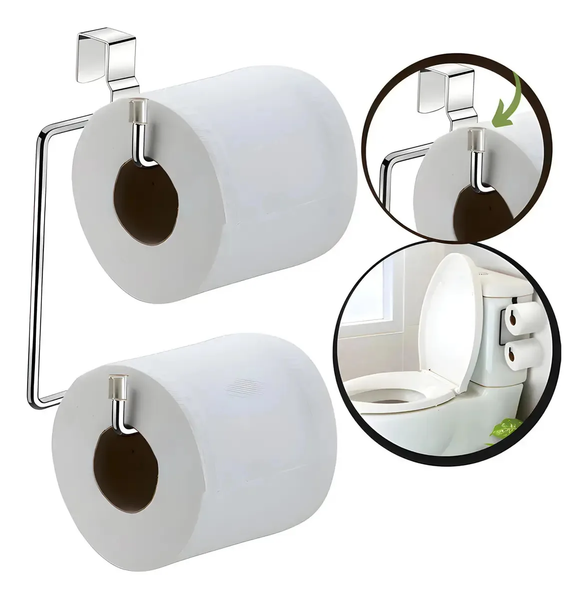 Suporte Papel Higiênico Duplo Caixa Acoplada Porta Papel Cor Prateado