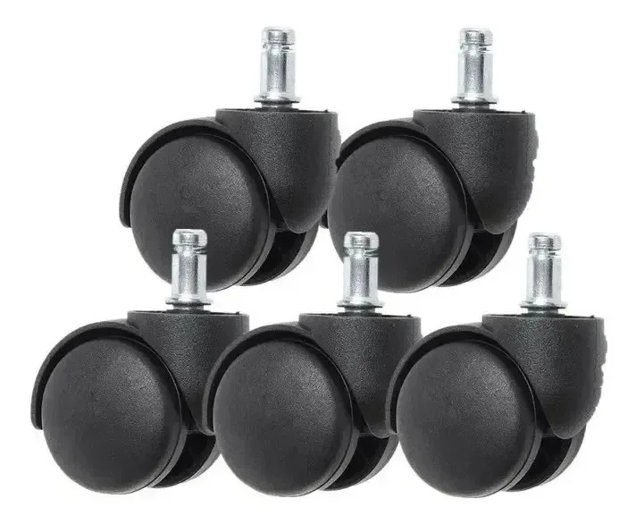 Kit 5 Rodinhas Rodízio Anti-risco E Anti-ruido Para Cadeiras Preto