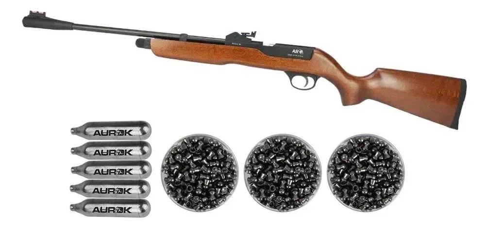 Carabina De Pressão Co2 Xs 60c 5.5mm Xisico+co2+chumbinho Preto E Marrom 5.5 Mm