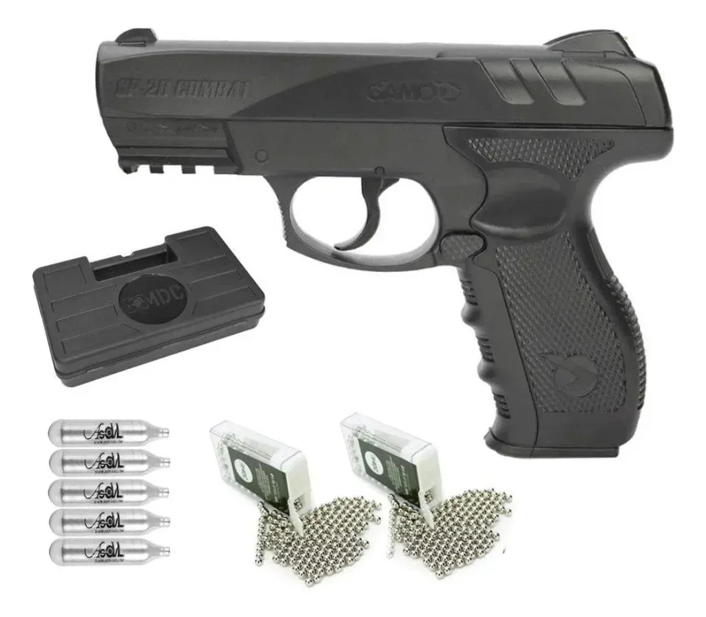 Pistola De Co2 Gamo Gp-20 Combat Cal 4,5+co2+esferas+case 4.5 Mm