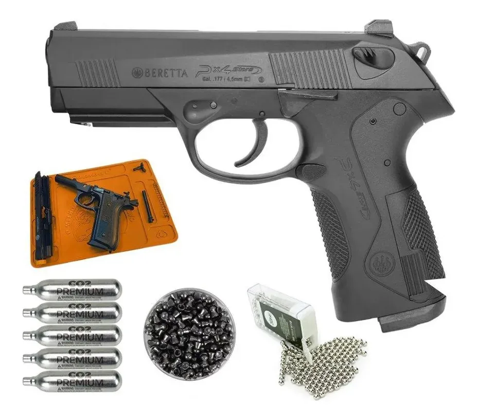 Pistola Pressão Co2 Beretta Px4 Storm Blowback 4,5+co2+itens Preto 4.5 Mm