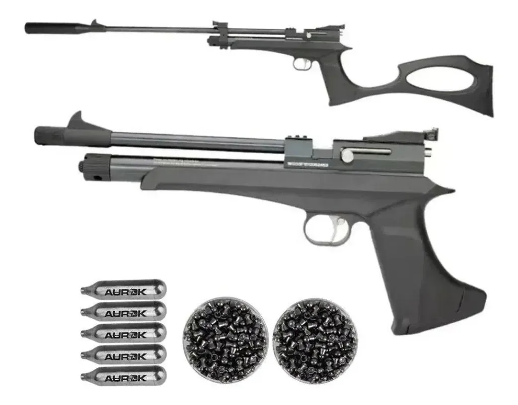 Carabina E Pistola Pressão Co2 Cp2 Hybrid 4,5+co2+chumbinho Black 4.5 Mm