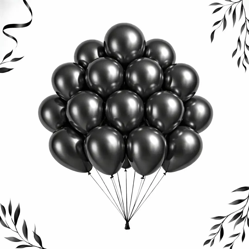 Kit 50 Balão Metalizado Bexiga 10 Polegadas Decoração Festa Preto