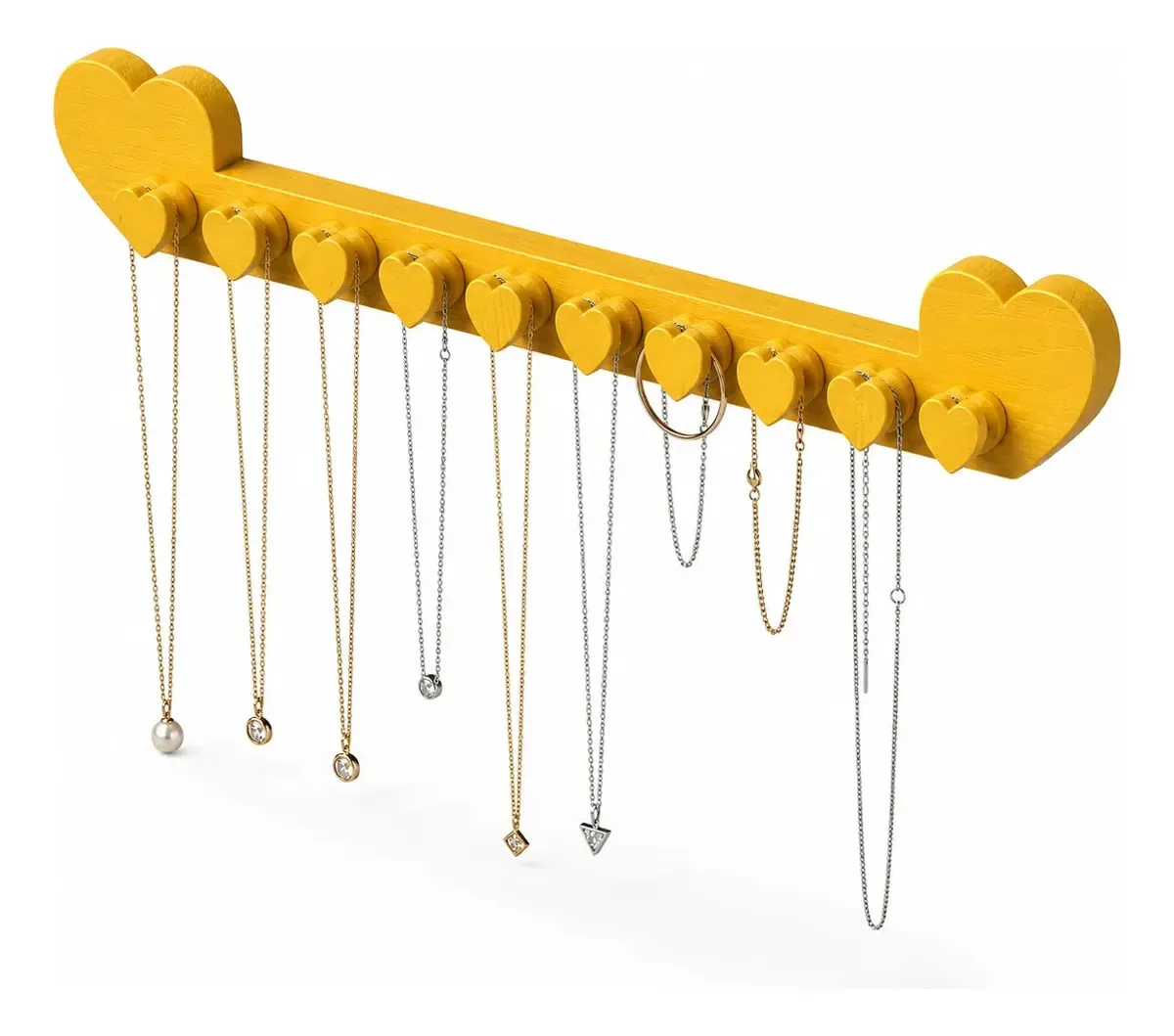 Organizador De Joias E Bijuterias Colar Anel Pulseira Amarelo