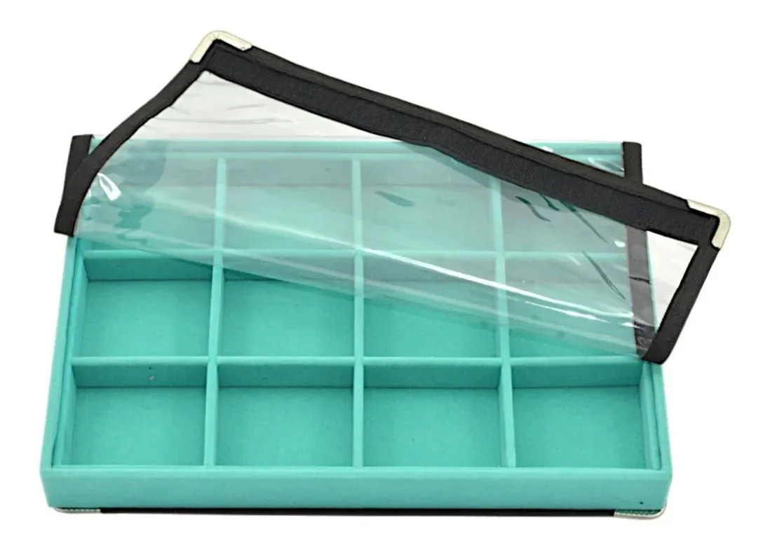 Bandeja Porta Joias Média Com Capa Cor Verde Tiffany