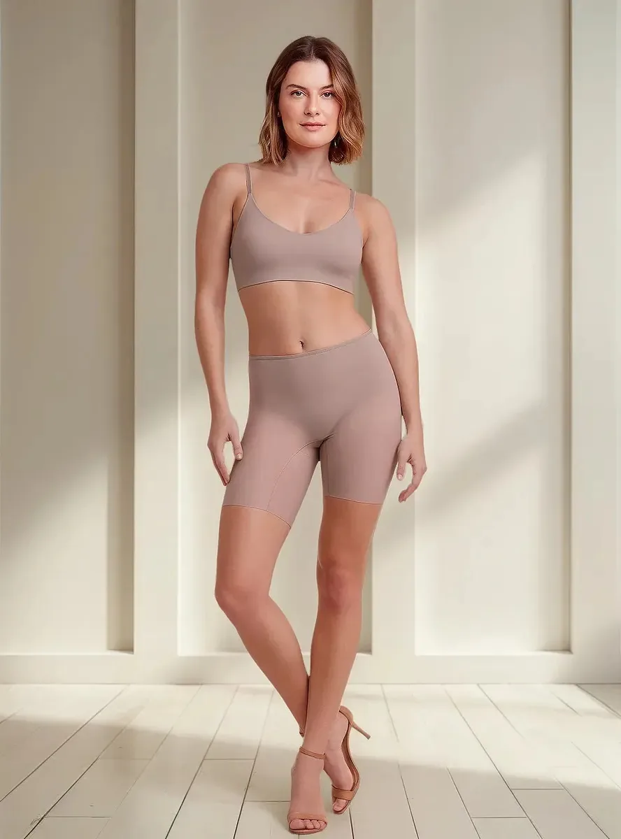 Bermuda Lingerie Para Usar Sob Vestidos Roupas Sustentação Cor Nude Tamanho Gg
