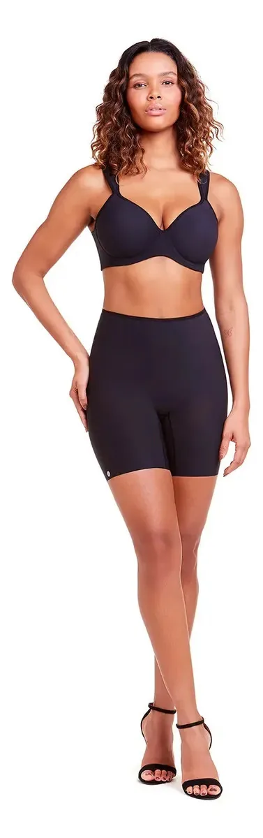 Bermuda Lingerie Para Usar Sob Vestidos Roupas Sustentação Cor Preto Tamanho P