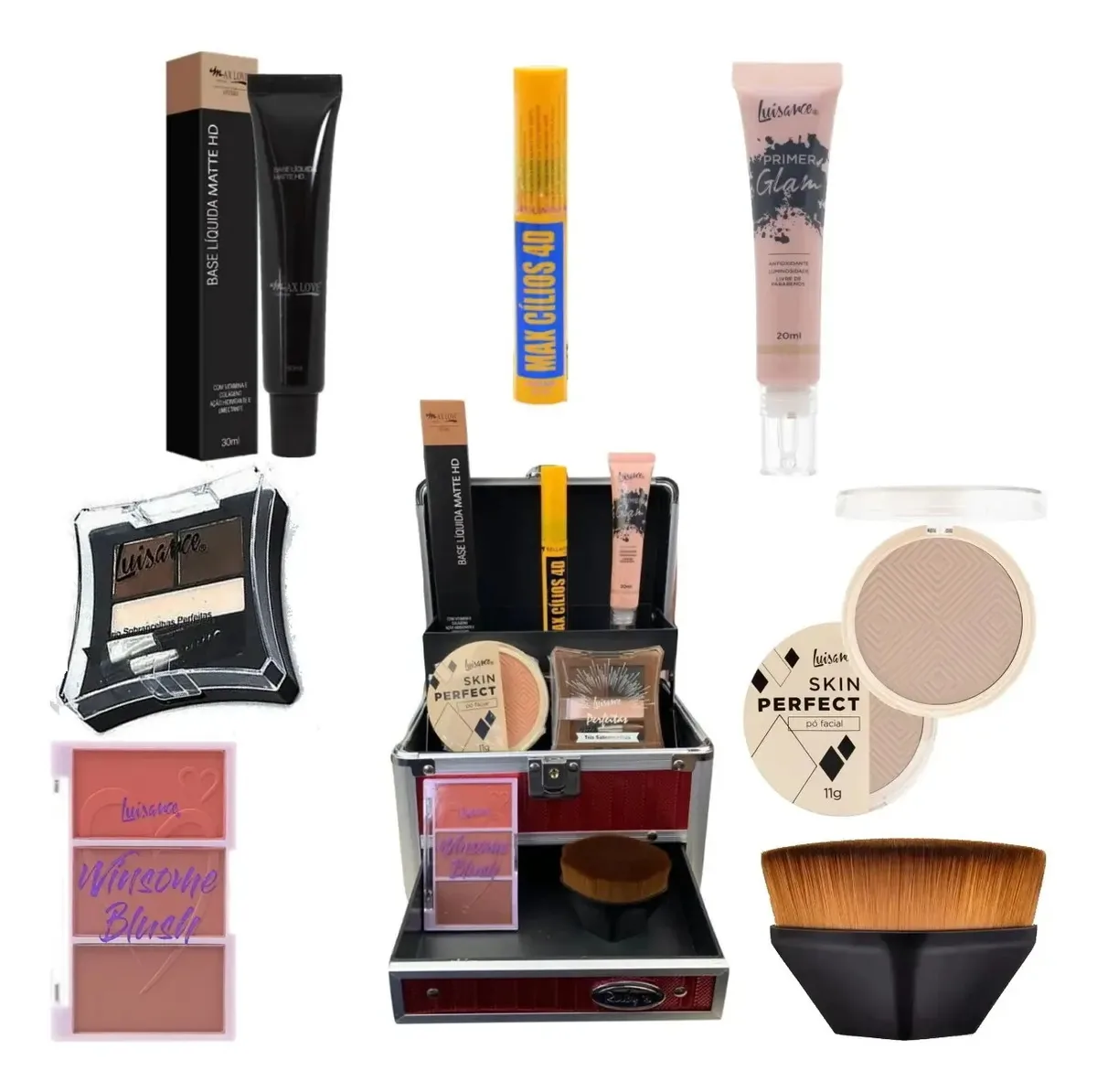 Kit Completo Maquiagem Maxima Qualidade Pincel Luisance Pó