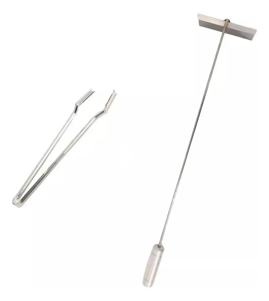 Kit Inox Pegador Carnes E Rodo Limpeza, Churrasqueira Fornos