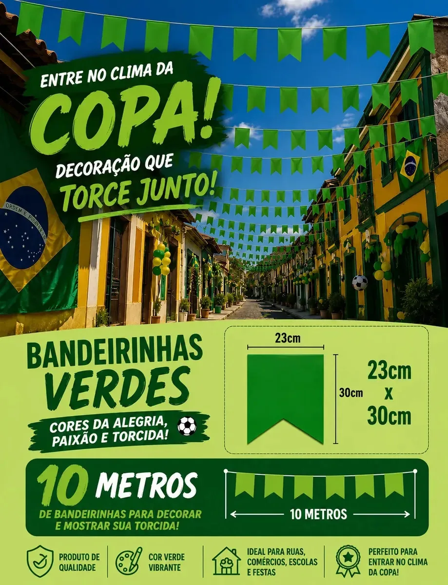 Bandeirinhas Brasil Copa Do Mundo Decorar Verde Ou Amarela Verde Futebol