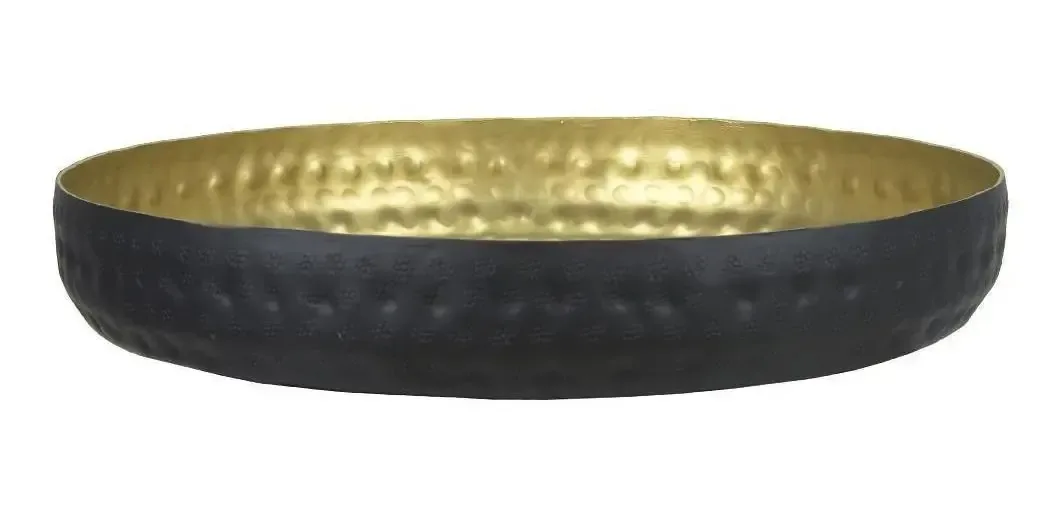 Centro De Mesa Decor Alumínio Preto E Dourado 6cm