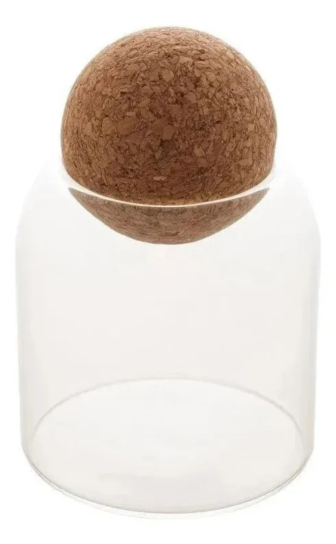 Pote Vidro Borossilicato Com Tampa Esfera Cortiça 550ml