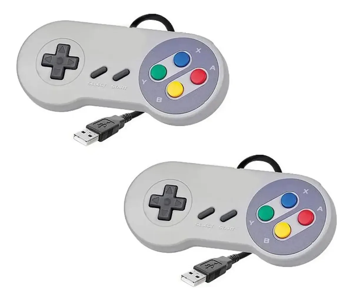 2 Controles Joystick Usb Pc Estilo Super Nintendo Snes