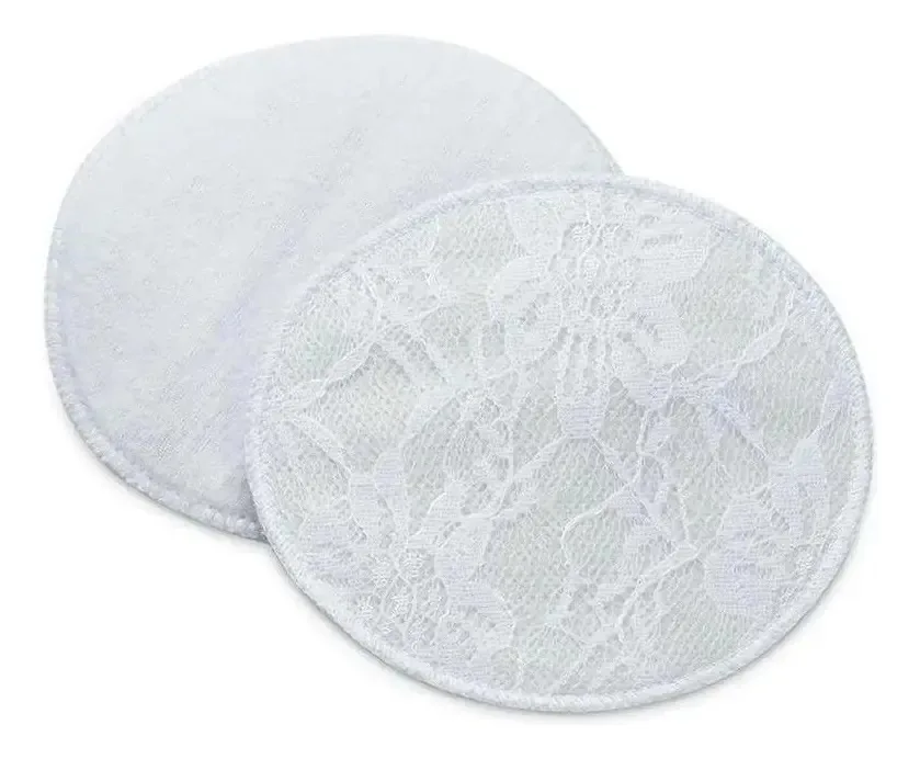 Kit 6 Absorventes De Mamica Seios Lavável De Renda Branca
