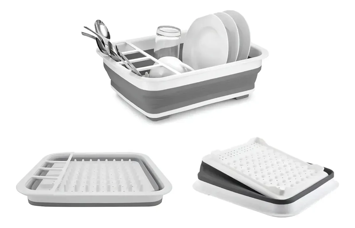 Escorredor De Louça Portátil Dobrável Silicone Organizador Multicolorido
